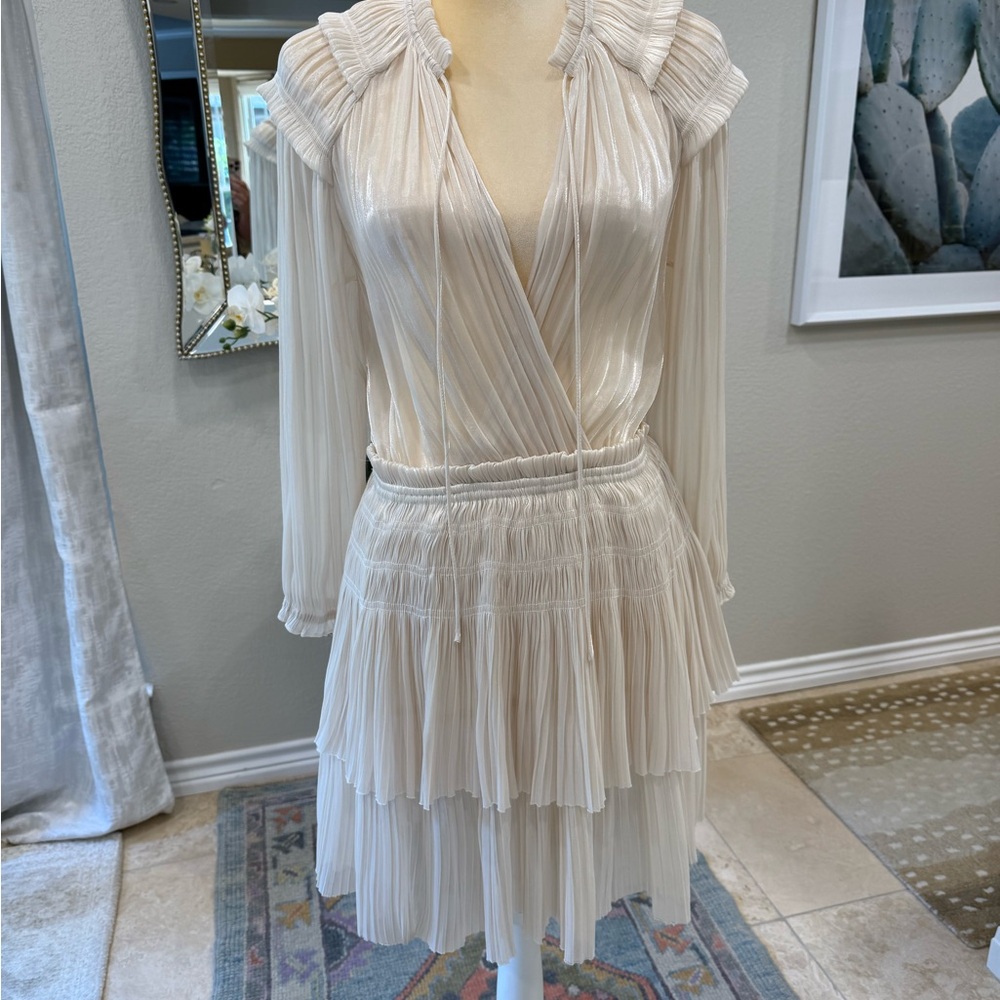 Current Air Los Angeles Cream Pleated Dress